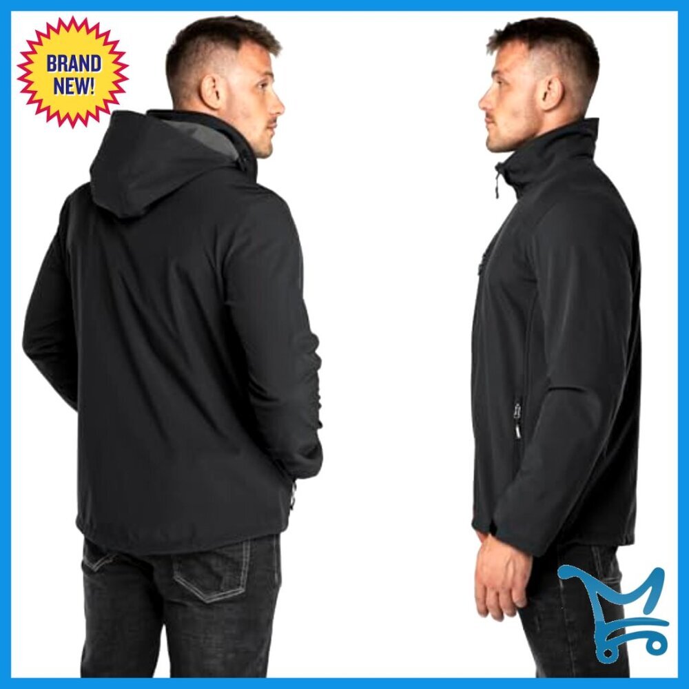 Men's Lightweight Softshell Jacket Fleece Lined Hooded Water Resistant - Picture 2 of 6
